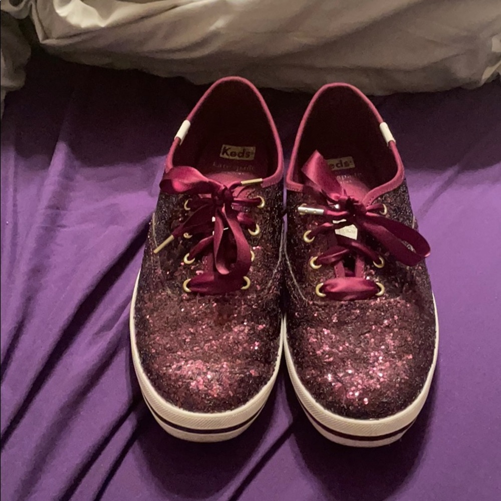 Burgundy sparkle Kate spade keds